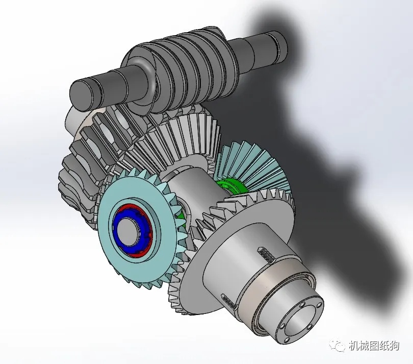 【差减变速器】pont蜗轮蜗杆差动齿轮结构3D图纸 Solidworks设计