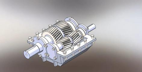 【差减变速器】helical gear box斜齿轮箱结构3D图纸 Solidworks设计