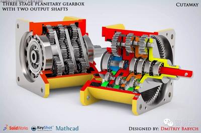 【差减变速器】三级行星齿轮减速器三维建模图纸 solidworks设计 附STEP x_t格式